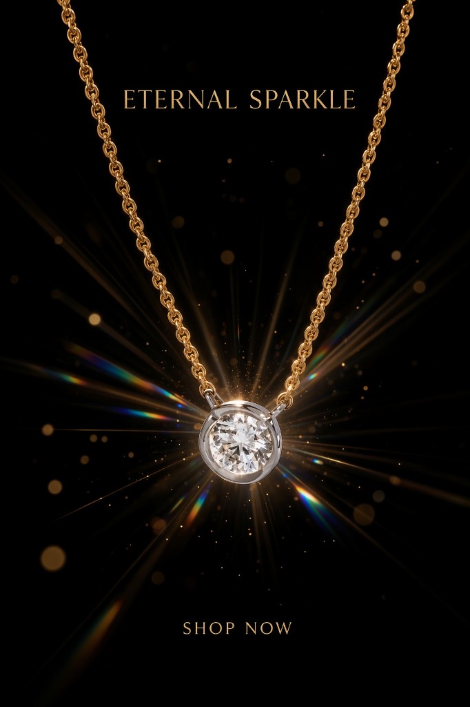 Sparkle ad creative image from the same necklace packshot